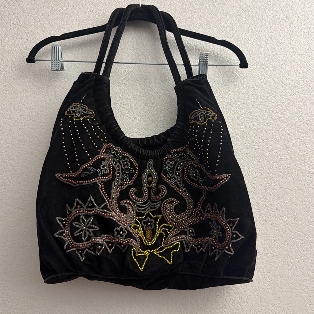 Beaded Embroidered Black  bag